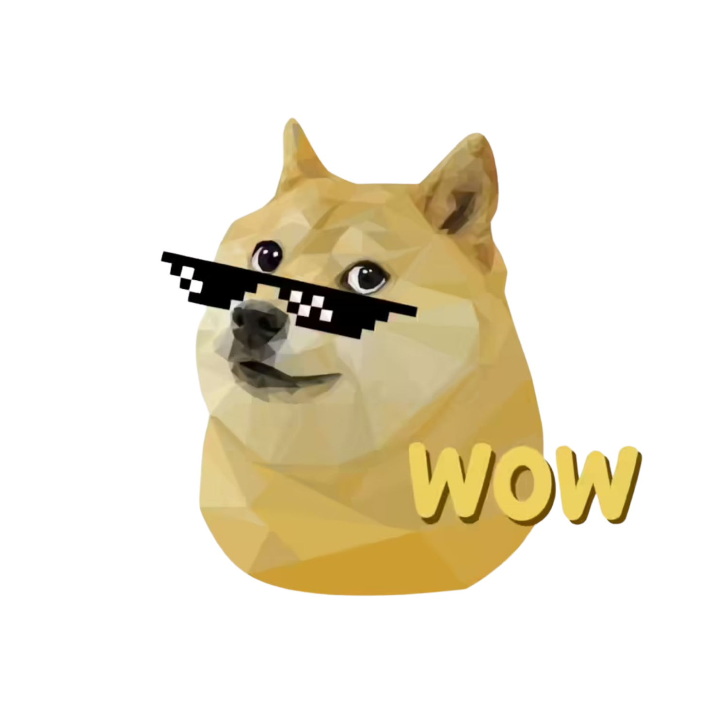 Doge cryptocurrency mascot with sunglasses